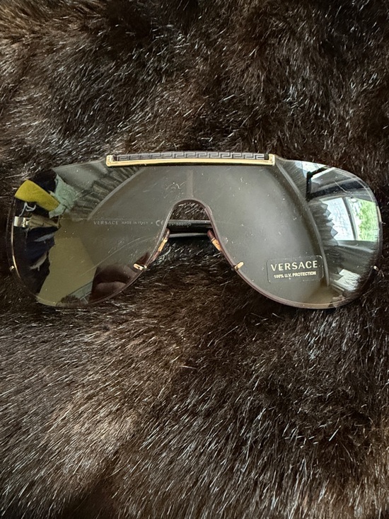 Versace Other - Versace NWT dark green lens Aviator / Shield Sunglasses with Gold Accents
